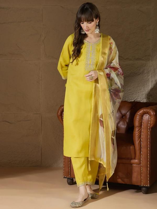 VP 9719 Y Women Kurta and Trousers Pant Sets Cotton Blend